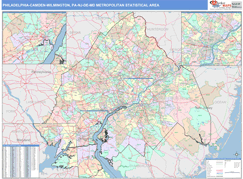 Philadelphia-Camden-Wilmington Metro Area Digital Map Color Cast Style